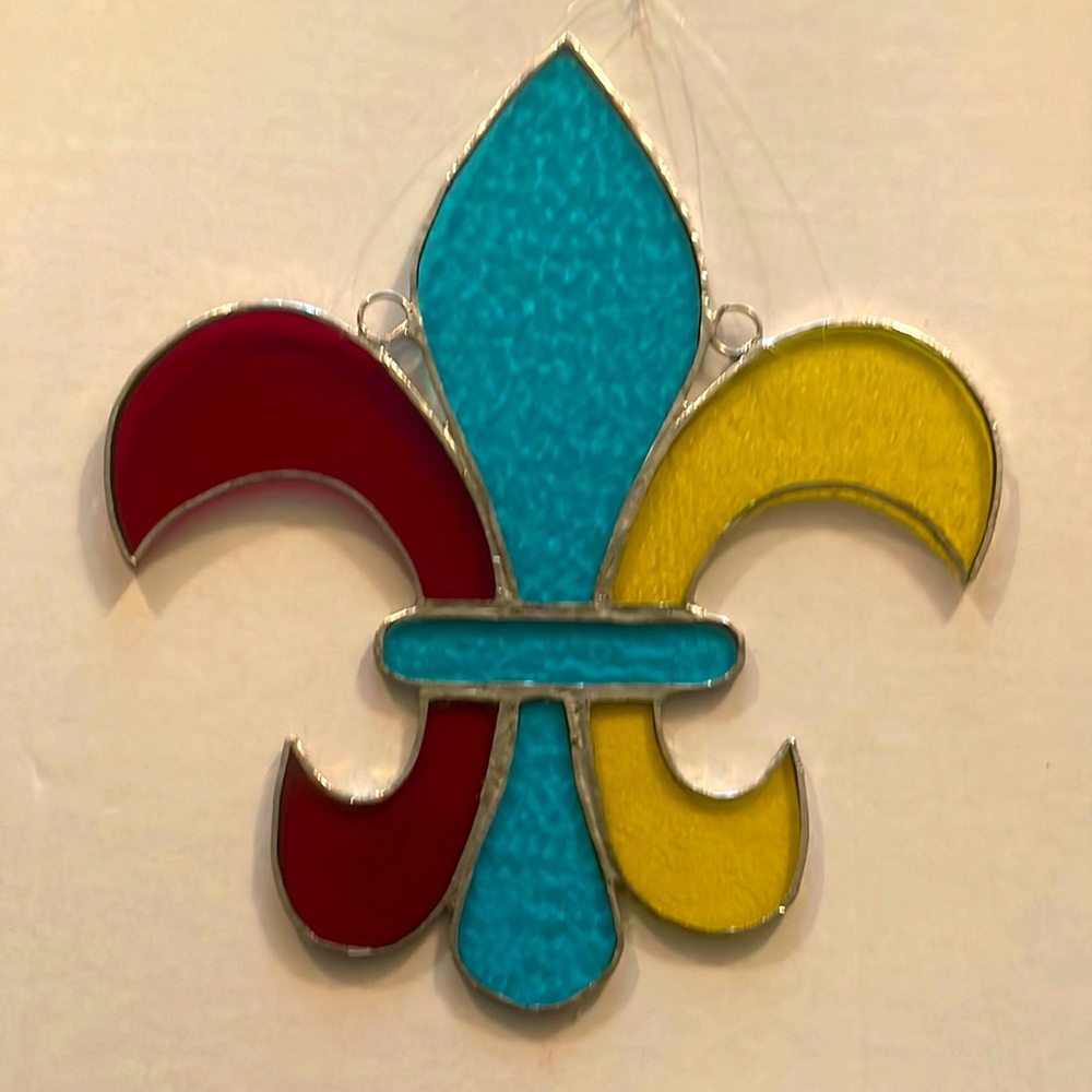 Hand crafted Stained Glass fleur de leis.